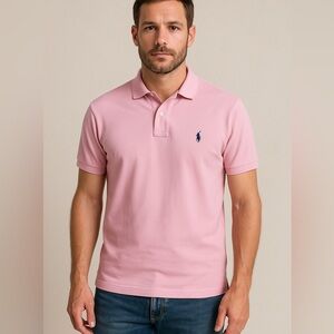 Ralph Lauren Polo Shirt Men’s Large Pink Cotton Classic Fit Short Sleeve